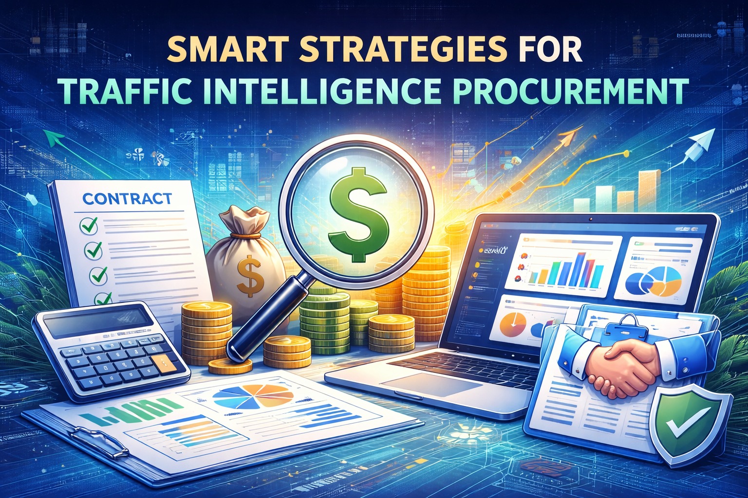 Traffic intelligence procurement and pricing thumbnail: contract evaluation, negotiation checklist, cost-to-value analysis, and analytics decision framework.