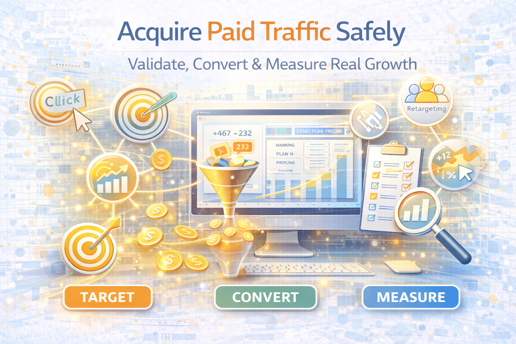 Paid Traffic Acquisition thumbnail: target, convert, and measure campaigns with clean analytics and data-driven optimization.