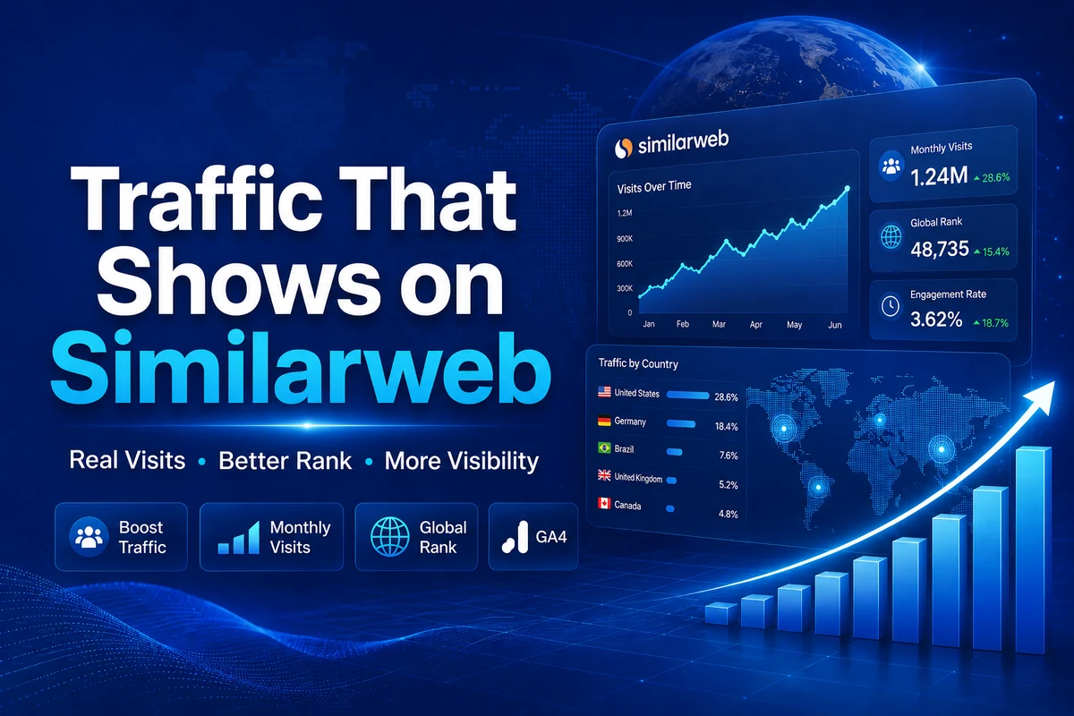 Buy Traffic That Shows on Similarweb: Real Website Visits to Boost Similarweb Rank, Traffic Data, Monthly Visits and Website Visibility