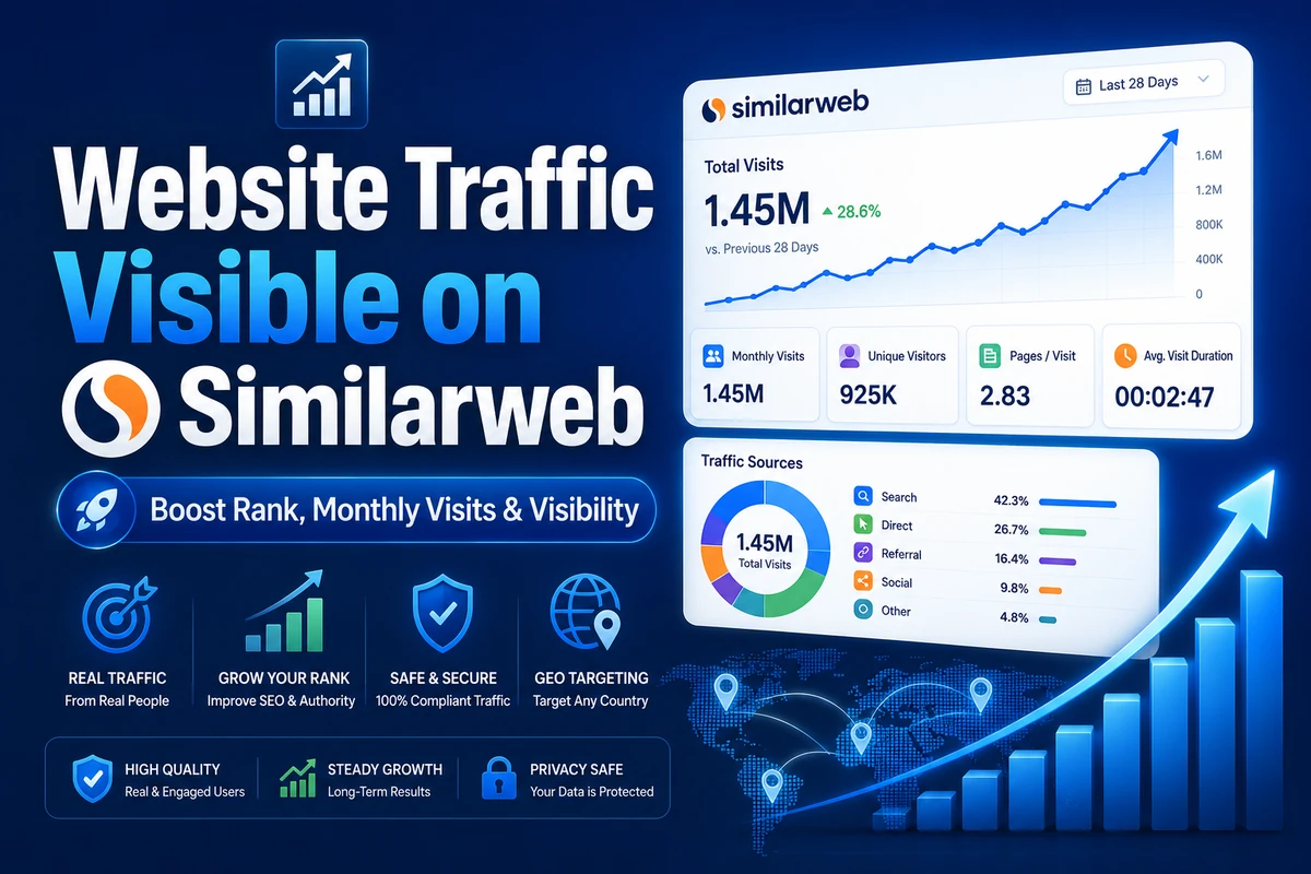 Website Traffic Visible on Similarweb: Buy Real Similarweb Traffic to Boost Ranking, Monthly Visits, and Website Visibility, Monthly Visits and Website Visibility