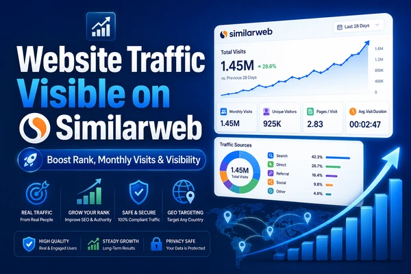 Website Traffic Visible on Similarweb: Buy Real Similarweb Traffic to Boost Ranking, Monthly Visits, and Website Visibility