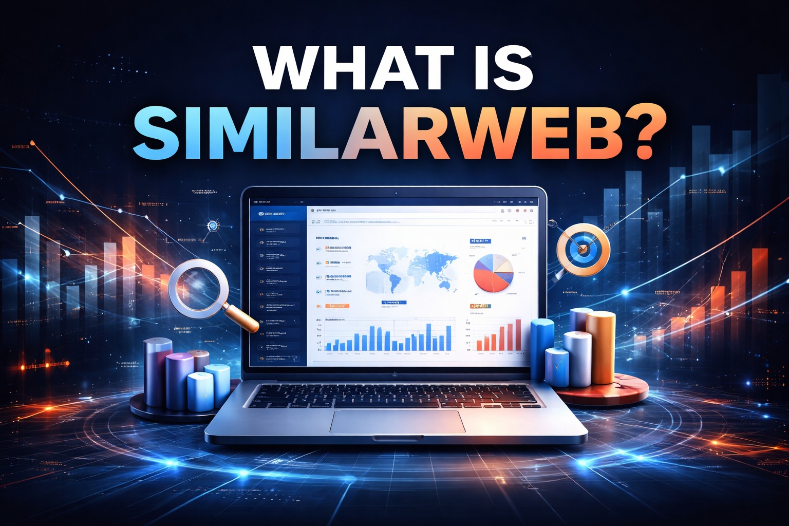 What Is Similarweb thumbnail: traffic intelligence dashboard concept with charts, channel signals, and market benchmarking visuals.